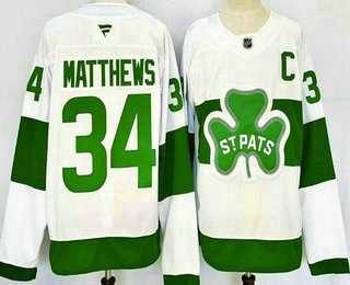 Men%27s Toronto Maple Leafs #34 Auston Matthews White St Pats Authentic Jersey->new orleans saints->NFL Jersey